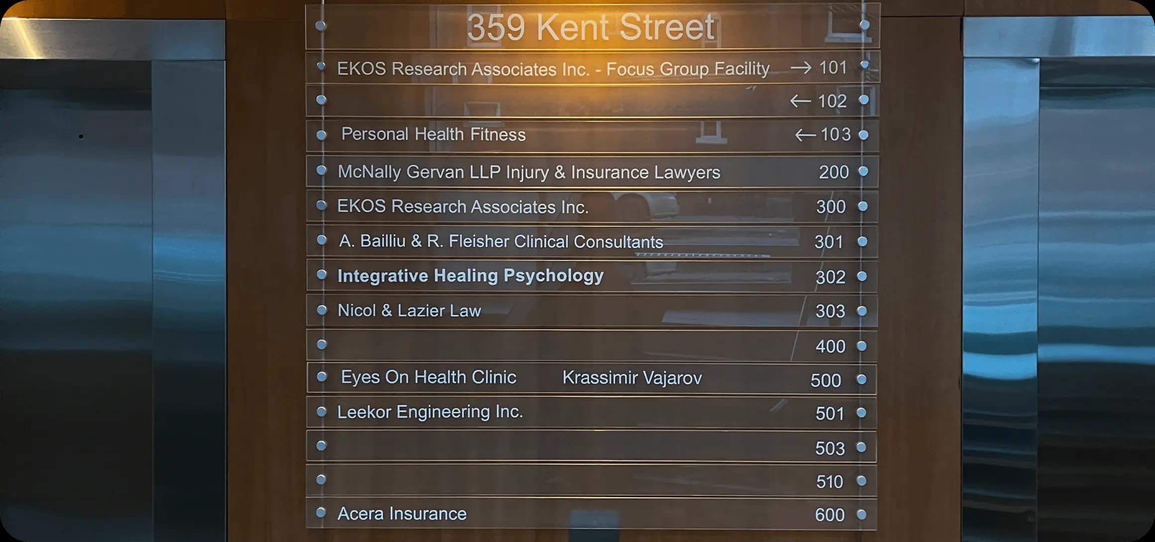 Building lobby directory wayfinding sign Ottawa