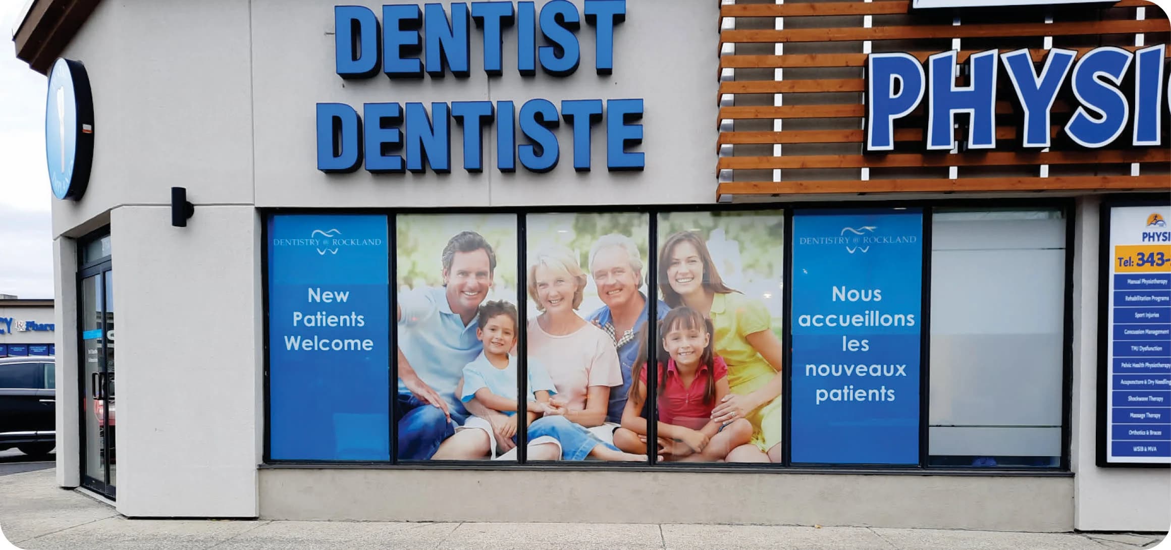 Bilingual dentist window graphics Ottawa healthcare