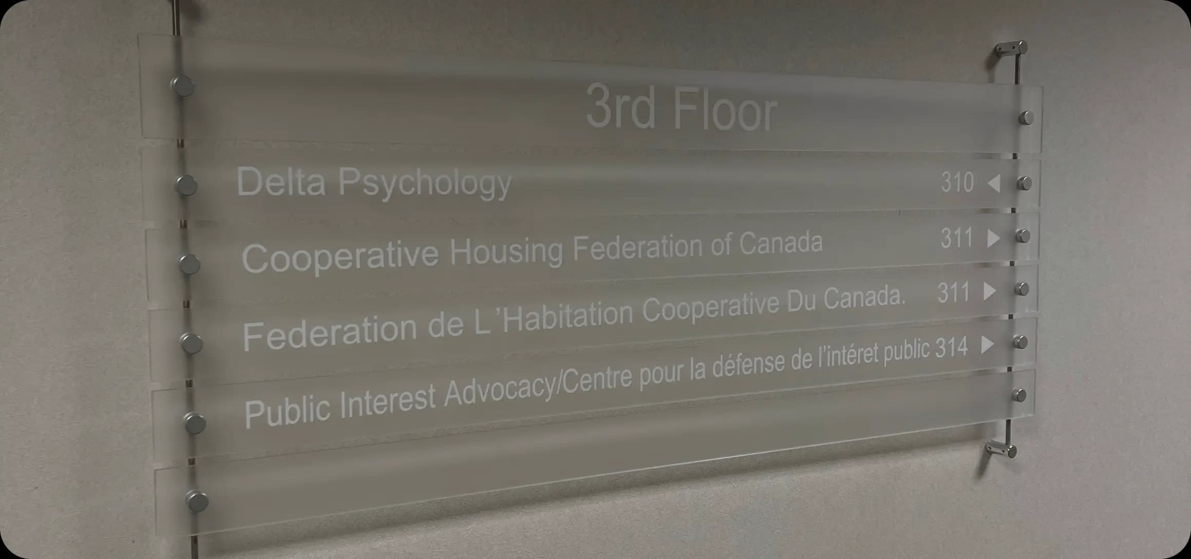 Interior office directory sign Ottawa