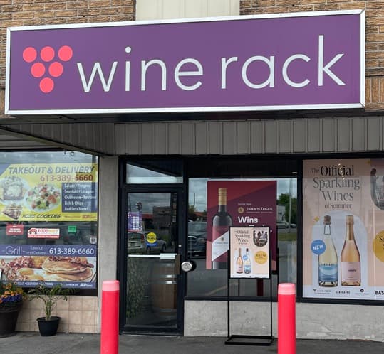 Retail storefront sign Ottawa wine rack