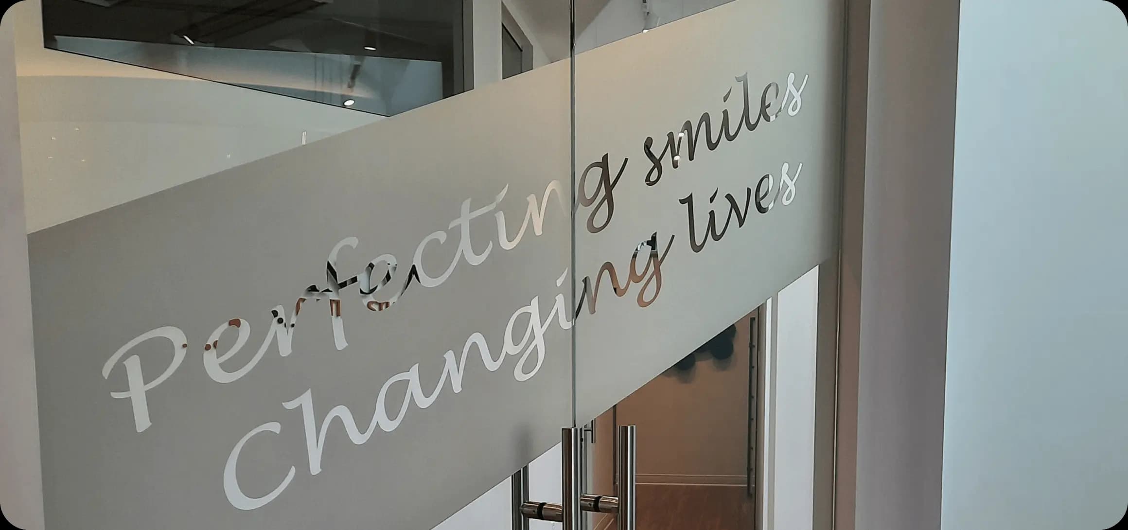 Dental office interior wall quote graphic