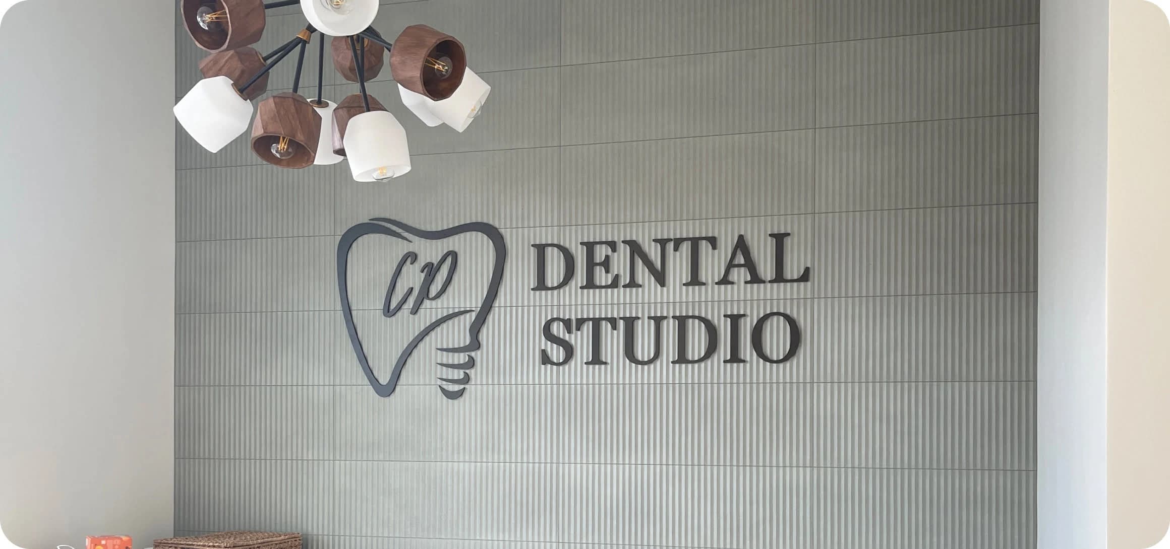 Dental studio interior wall logo sign