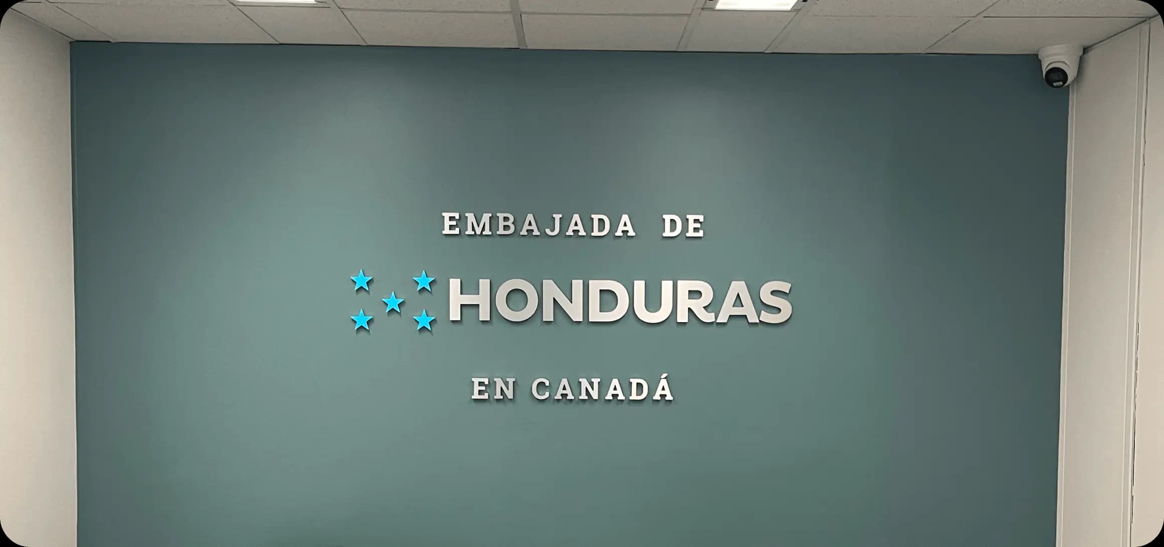 Embassy of Honduras reception wall sign, Ottawa