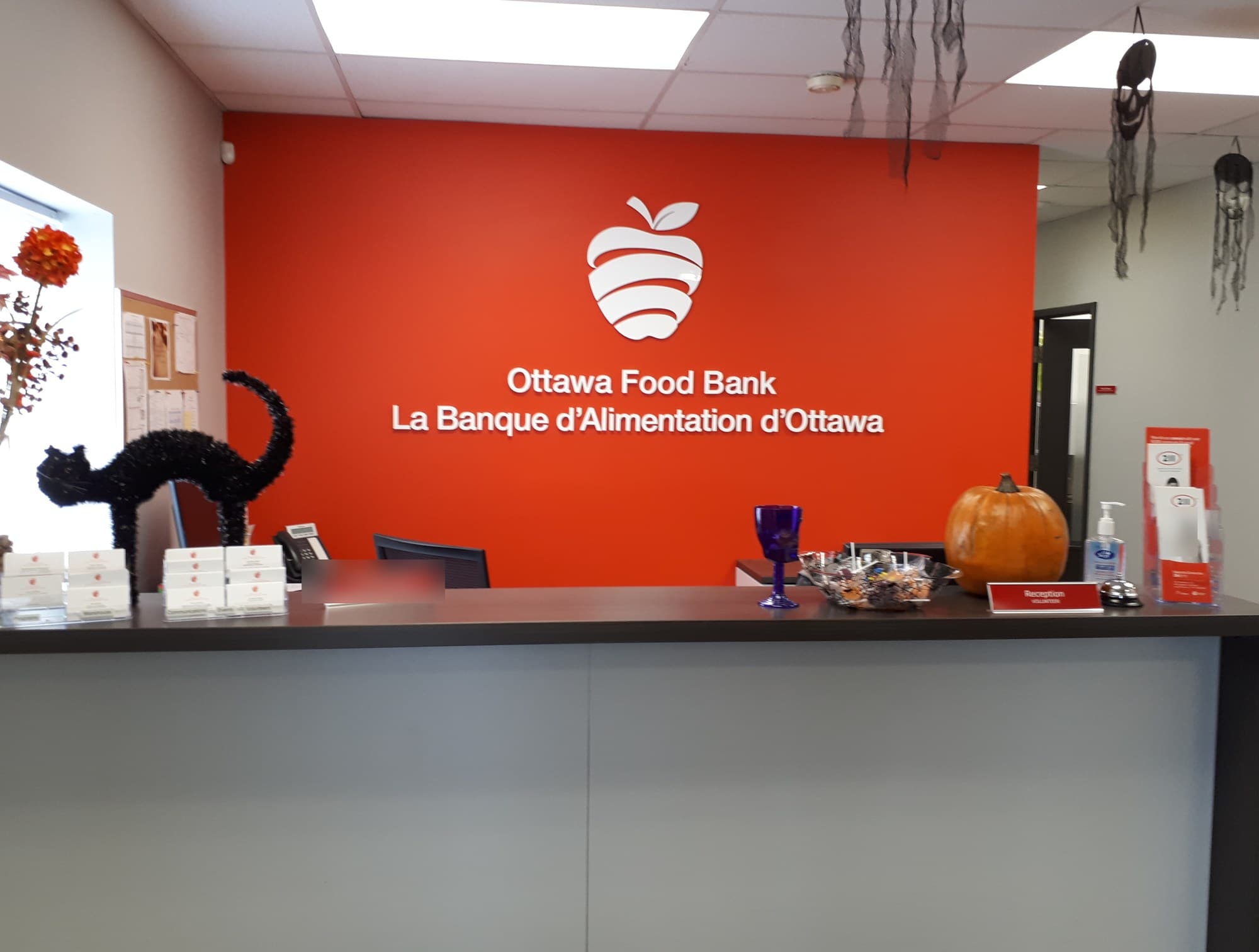 Ottawa Food Bank reception feature wall with dimensional logo