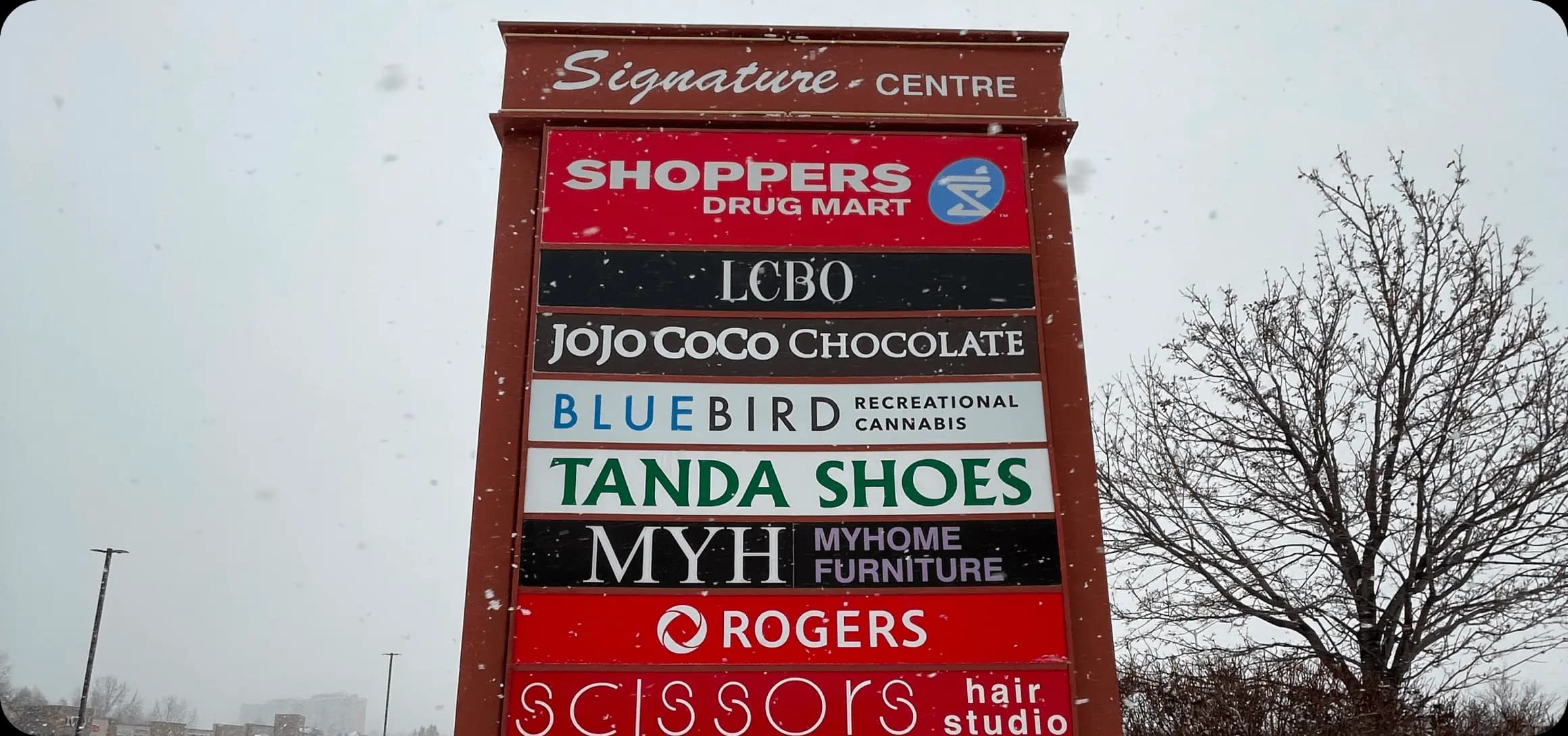 Shopping centre multi-tenant pylon sign Ottawa