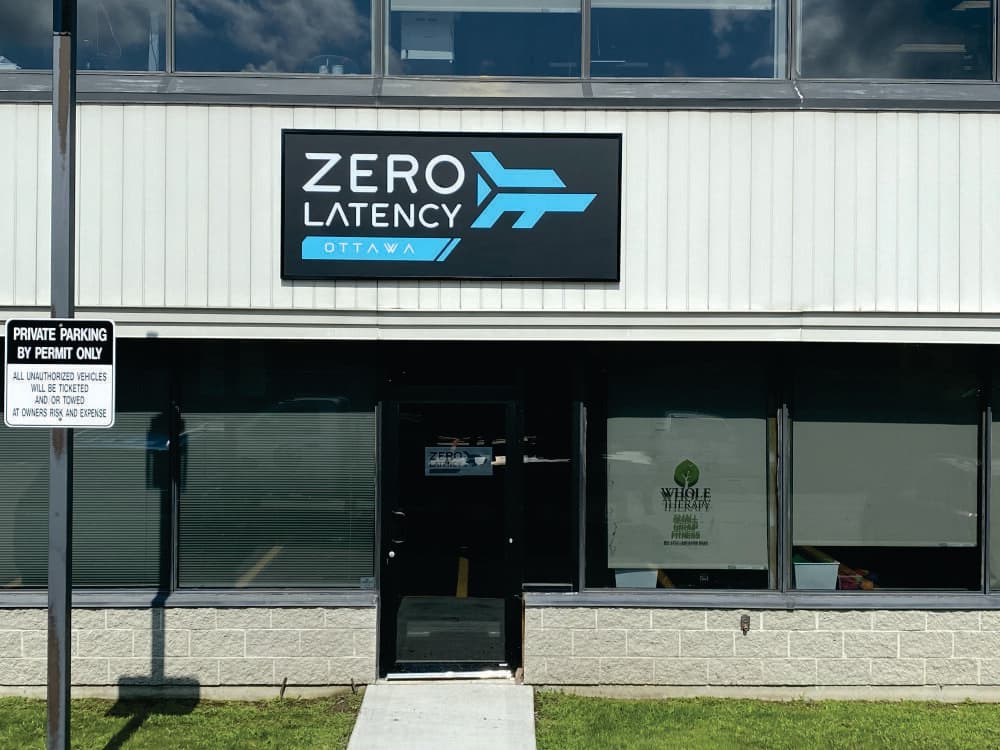 Zero Latency entertainment venue exterior building sign