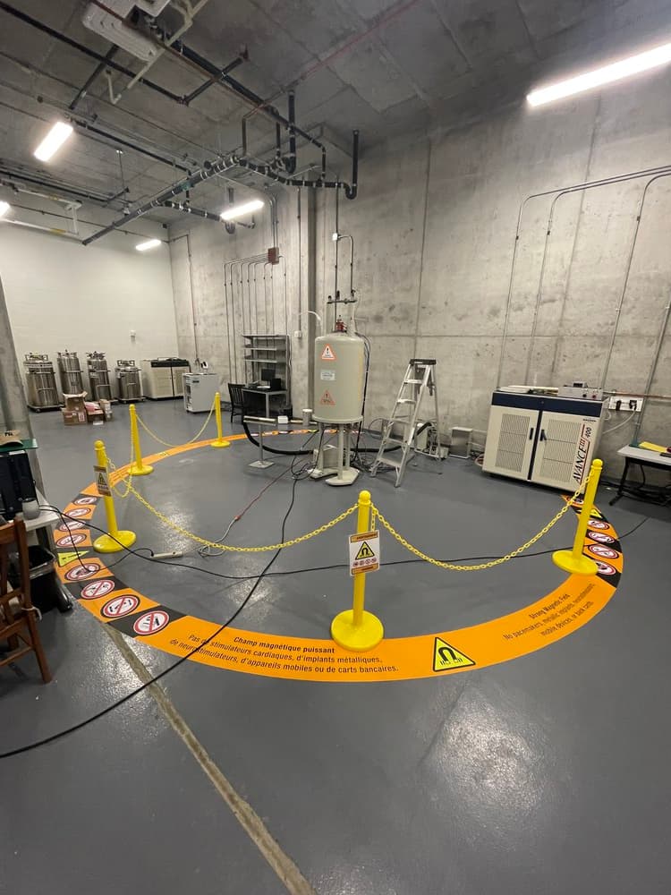 Large-format industrial floor safety marking installed in operational facility